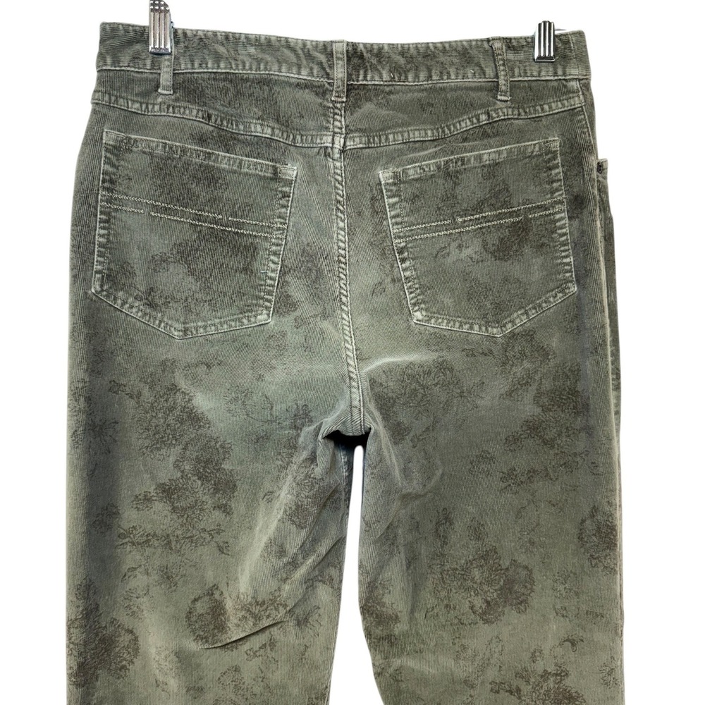 J. Jill Womens Olive Green Floral Corduroy Stretch Straight Leg Pants‎ Size 8 - Picture 8 of 9